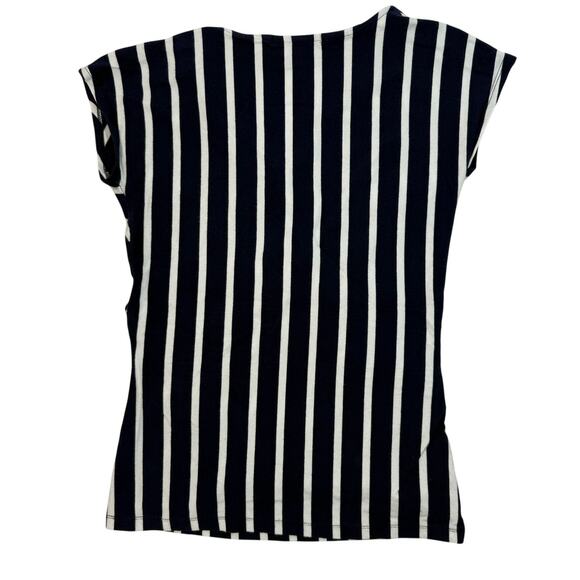 Ralph Lauren Women’s Blue Striped Cap Sleeve Stretch Top Size M 28” Chest - Picture 3 of 4